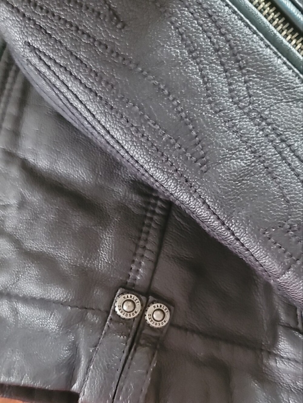 Harley-Davidson Black Leather Jacket with Teal Accents - Picture 12 of 12